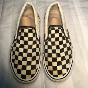 Checkered slip on vans